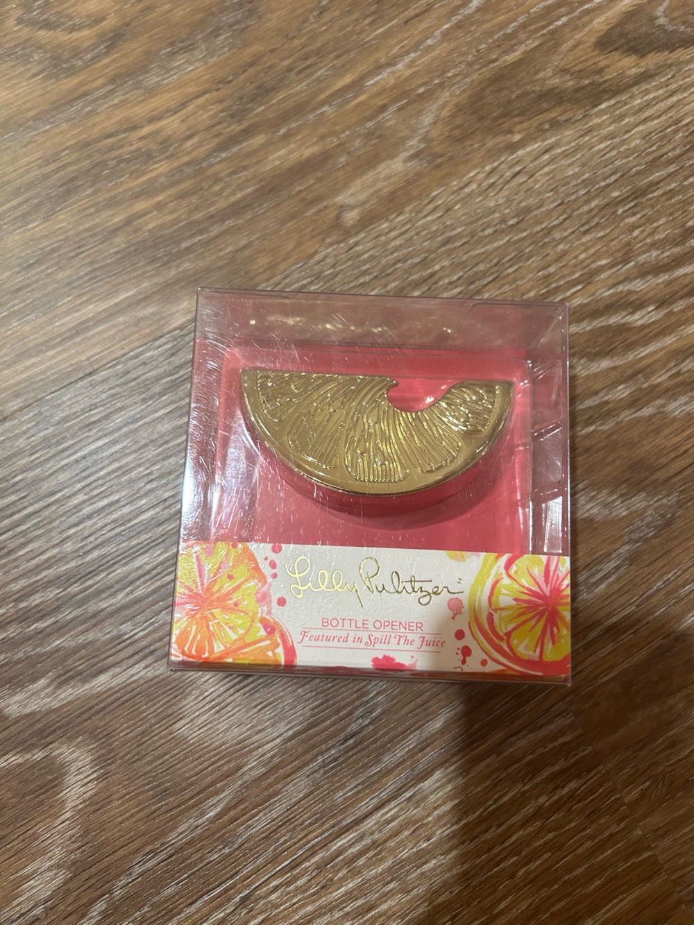 Lilly Pulitzer Coral and Gold Citrus Slice Bottle Opener